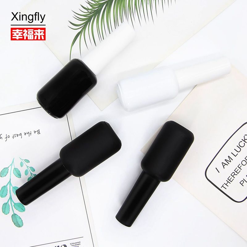 9ml गोल खाली ग्लास यूवी जेल नेल पॉलिश बोतल ब्रश कैप के साथ मैट ब्लैक