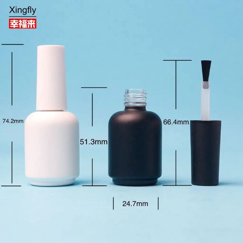 कस्टम 11ml गोल सफेद काले यूवी जेल खाली नाखून पॉलिश ग्लास बोतल ब्रश कैप के साथ