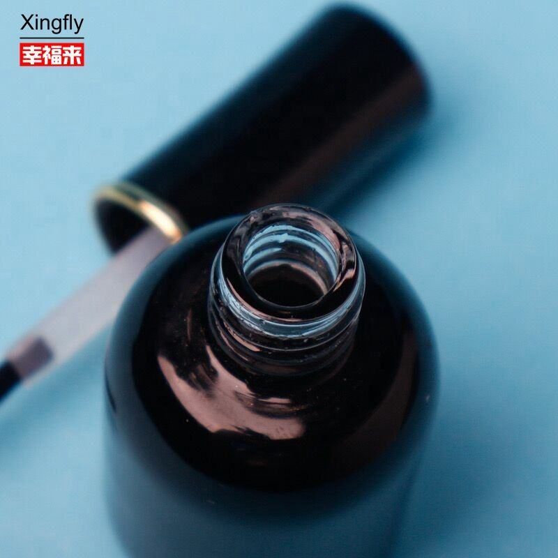 कस्टम 11ml गोल सफेद काले यूवी जेल खाली नाखून पॉलिश ग्लास बोतल ब्रश कैप के साथ