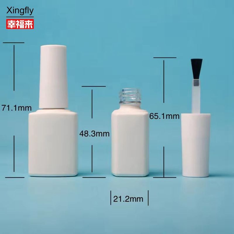 8ml नेल पॉलिश ग्लास फ्लास्क स्क्वायर विथ ब्रश खाली जेल यूवी नेल पॉलिश फ्लास्क