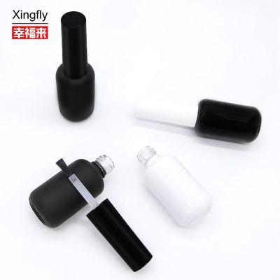 9ml गोल खाली ग्लास यूवी जेल नेल पॉलिश बोतल ब्रश कैप के साथ मैट ब्लैक